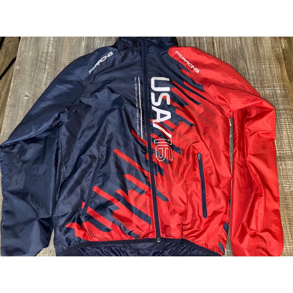 Polo M Sport Ralph Lauren PS Racing USA/16 Windbreaker Jacket Mens Red Navy Blue